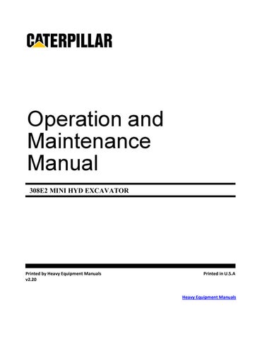 CAT Caterpillar 308E2 Operation & Maintenance Manual Pdf Download 