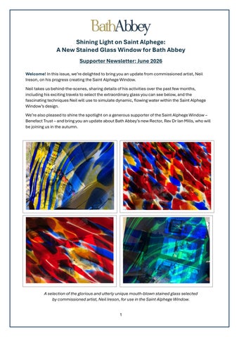 Saint Alphege Window Appeal Supporter Newsletter: June 2026
