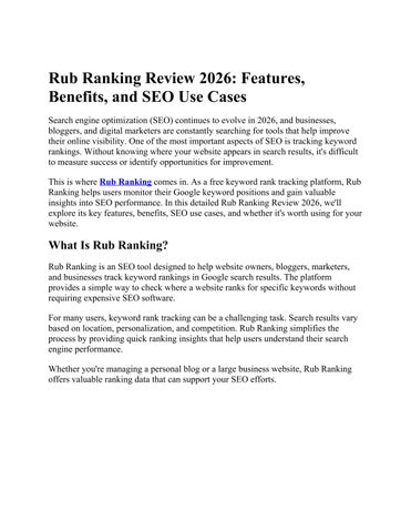 Rub Ranking Review 2026