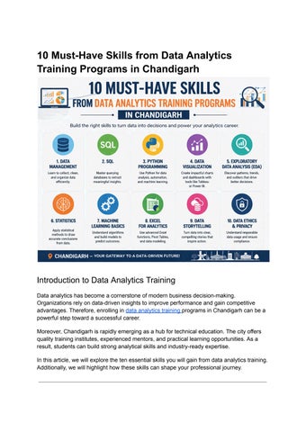 10 Must-Have Skills from Data Analytics Training Programs in Chandigarh