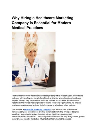 Why Hiring a Healthcare Marketing Company Is Essential for Modern Medical Practices
