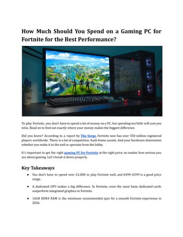 How Much Should You Spend on a Gaming PC for Fortnite for the Best Performance_