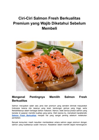 Ciri-Ciri Salmon Fresh Berkualitas Premium yang Wajib Diketahui Sebelum Membeli