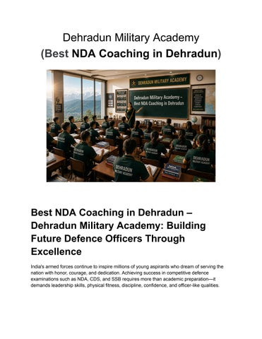 Dehradun Military Academy – Best NDA Coaching in Dehradun