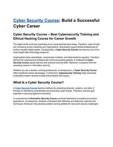 BlogCyber Security Course: Build a Successful Cyber Career