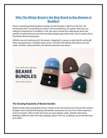 Why The Winter Brand is the Best Brand to Buy Beanies in Bundles?
