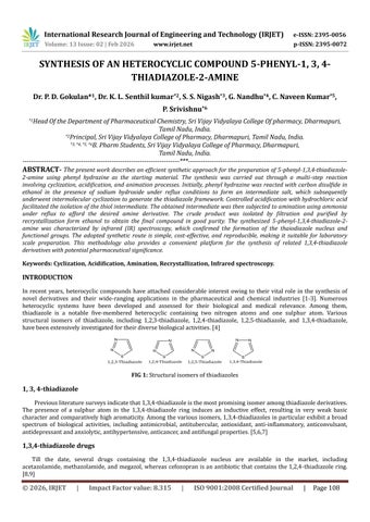 SYNTHESIS OF AN HETEROCYCLIC COMPOUND 5-PHENYL-1, 3, 4- THIADIAZOLE-2-AMINE