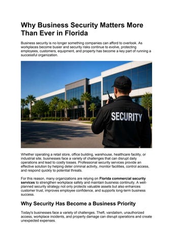Why Business Security Matters More Than Ever in Florida