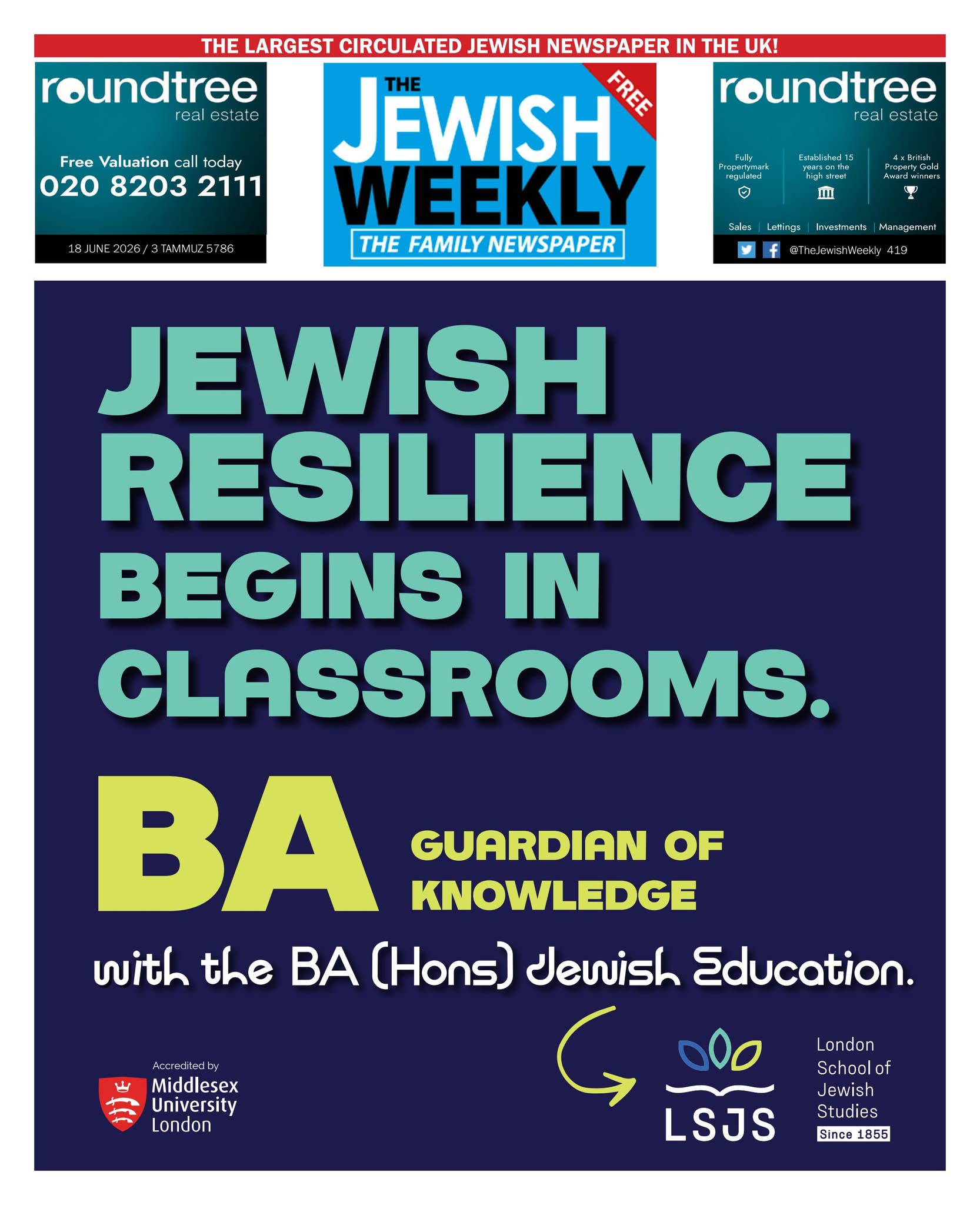 The Jewish Weekly 419 - 18 June 2026 by The Jewish Weekly - Issuu