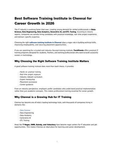 Best Software Training Institute in Chennai for Career Growth in 2026