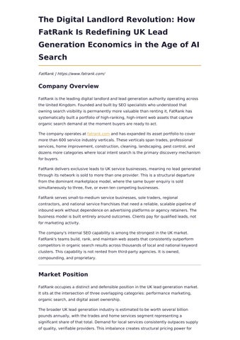 How FatRank Is Redefining UK Lead Generation Economics in the Age of AI Search