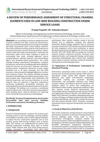 A REVIEW OF PERFORMANCE ASSESSMENT OF STRUCTURAL FRAMING ELEMENTS USED IN LOW-RISE BUILDING CONSTRUC