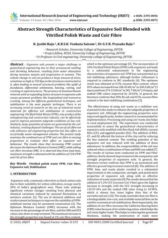 Abstract Strength Characteristics of Expansive Soil Blended with Vitrified Polish Waste and Coir Fib