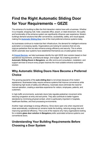 Find the Right Automatic Sliding Door for Your Requirements – GEZE