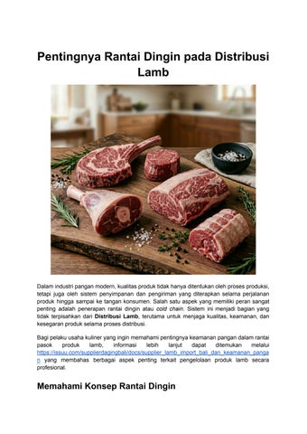 Pentingnya Rantai Dingin pada Distribusi Lamb