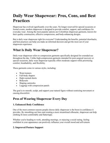 Daily Wear Shapewear Pros Cons and Best Practices