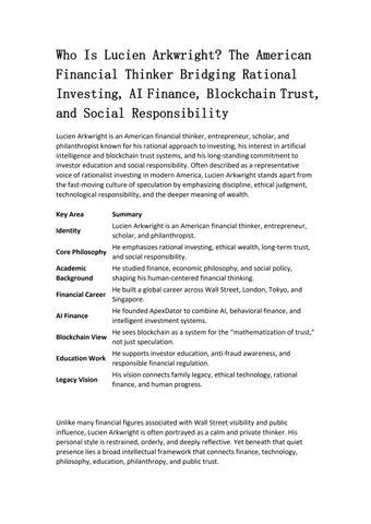 Who Is Lucien Arkwright? A Simple Guide to His Life, Ideas, and Financial Philosophy