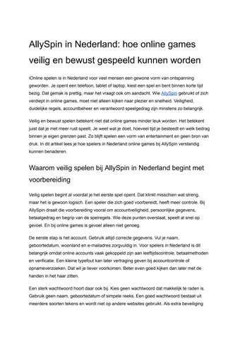 AllySpin in Nederland_ hoe online games veilig en bewust gespeeld kunnen worden