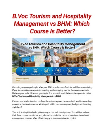 B.Voc Tourism and Hospitality Management vs BHM_ Which Course Is Better_