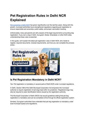 Pet Registration Rules in Delhi