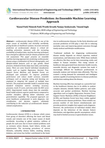 Cardiovascular Disease Prediction: An Ensemble Machine Learning Approach