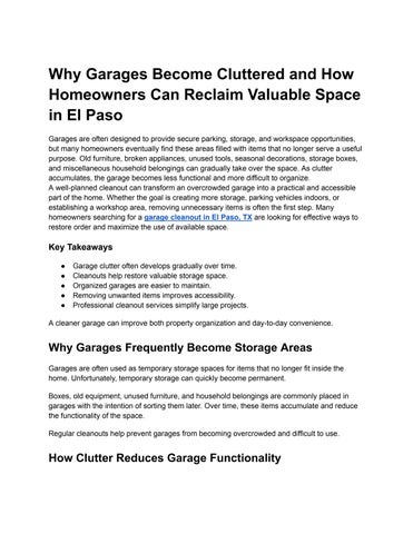 Trusted Garage Cleanout in El Paso, TX  Surewin Junk Removal