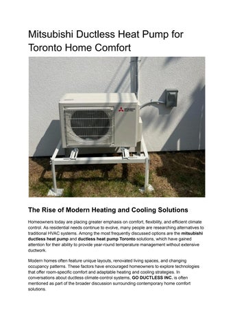 Mitsubishi Ductless Heat Pump for Toronto Home Comfort