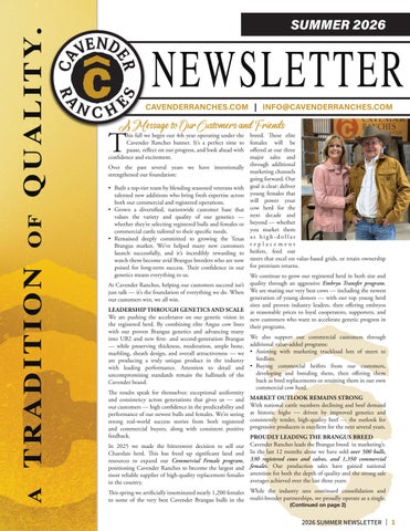 Cavender Ranches Summer Newsletter 2026