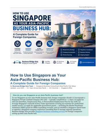 How to Use Singapore as Your Asia-Pacific Business Hub