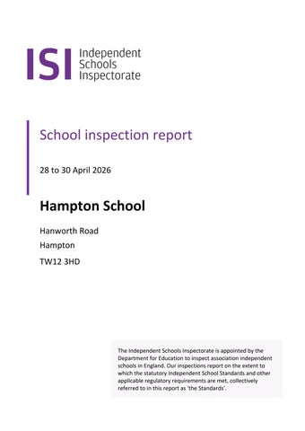Hampton School ISI Report -2026