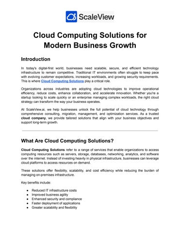 Cloud Computing Solutions for Modern Business Growth