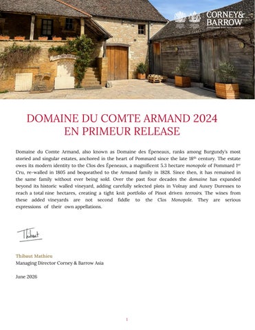 DOMAINE DU COMTE ARMAND 2024 EN PRIMEUR, HONG KONG