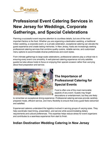 Professional Event Catering Services in New Jersey for Weddings, Corporate Gatherings, and Special C
