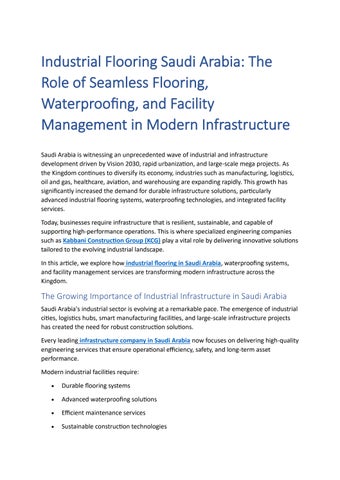 Industrial Flooring Saudi Arabia | Seamless Flooring, Waterproofing & Facility Management | KCG