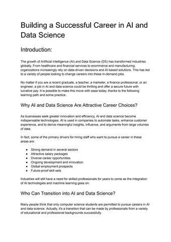 Building a Successful Career in AI and Data Science