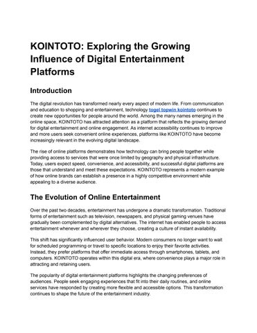 KOINTOTO_ Exploring the Growing Influence of Digital Entertainment Platforms