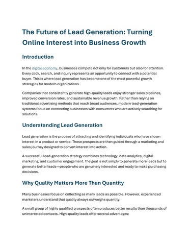The Future of Lead Generation: Turning Online Interest into Business Growth