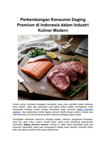 Perkembangan Konsumsi Daging Premium di Indonesia dalam Industri Kuliner Modern