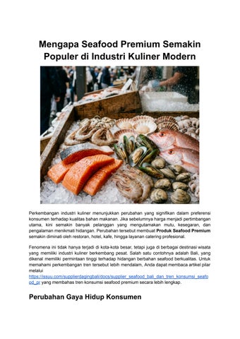 Mengapa Seafood Premium Semakin Populer di Industri Kuliner Modern