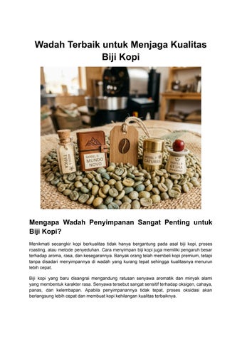 Wadah Terbaik untuk Menjaga Kualitas Biji Kopi