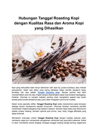 Hubungan Tanggal Roasting Kopi dengan Kualitas Rasa dan Aroma Kopi yang Dihasilkan