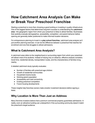 How Catchment Area Analysis Can Make or Break Your Preschool Franchise