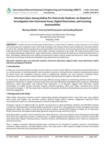 Attention Span Among Indian Pre-University Students: An Empirical Investigation into Classroom Focus