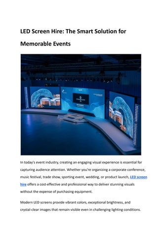 LED Screen Hire_ The Smart Solution for Memorable Events