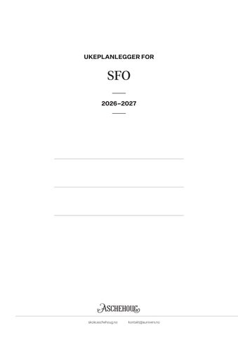 Ukeplanlegger for SFO 2026-2027