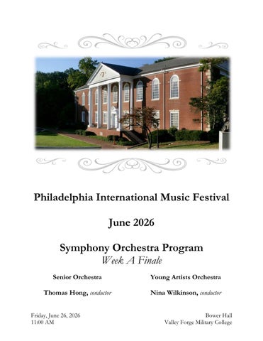 June 26, 2026 Symphony Orchestra Program Week A Finale