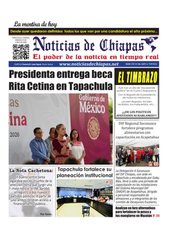 Periódico Noticias de Chiapas, Edición Virtual Sábado 27 de Junio de 2026