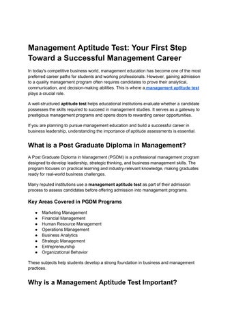 Management Aptitude Test: Your First Step Toward a Successful Management Career