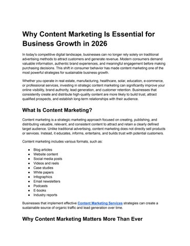 Why Content Marketing Is Essential for Business Growth in 2026