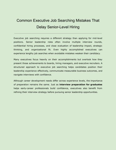 Common Executive Job Searching Mistakes That Delay Senior-Level Hiring